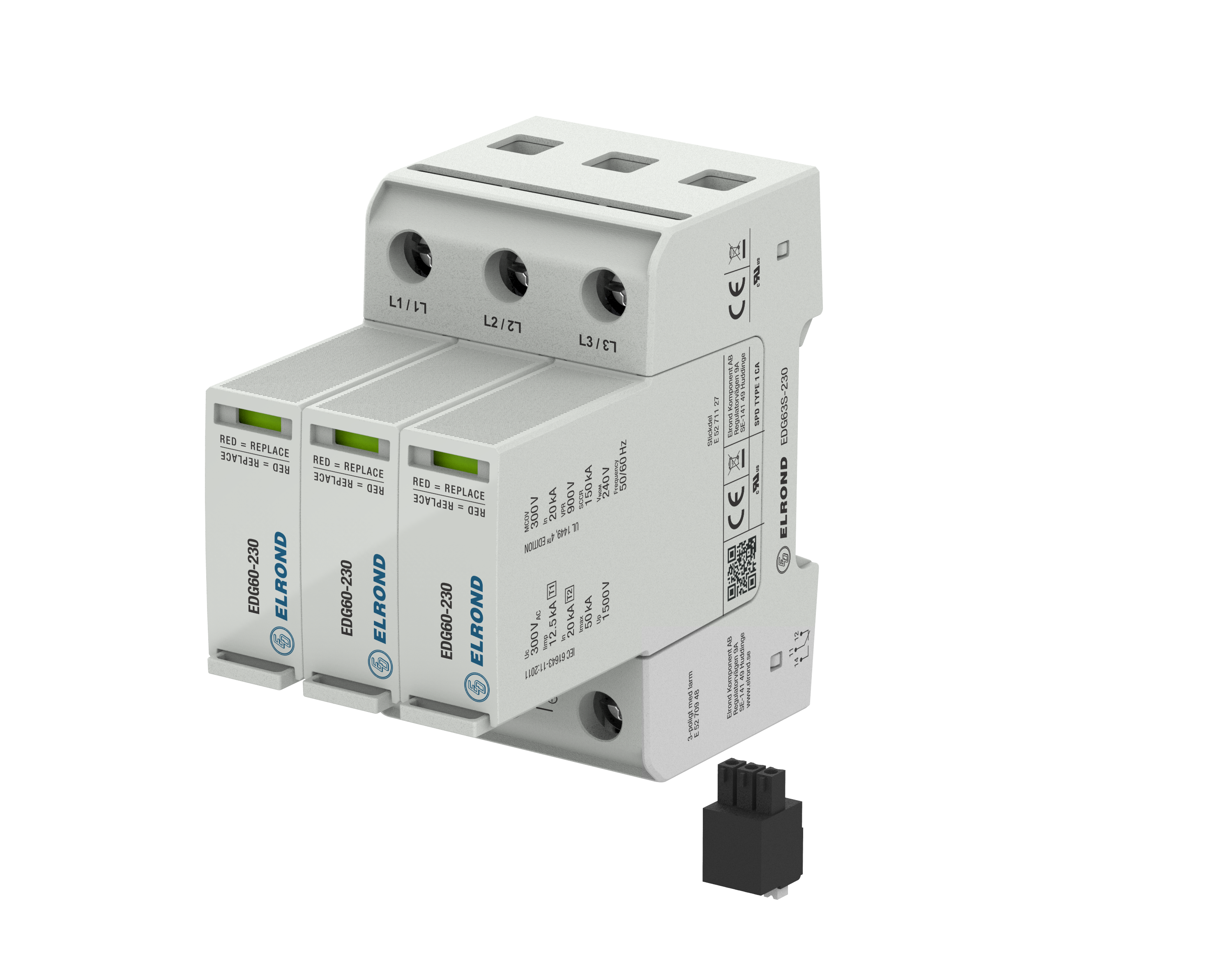 GROV-/MELLANSKYDD 3-POL LARM