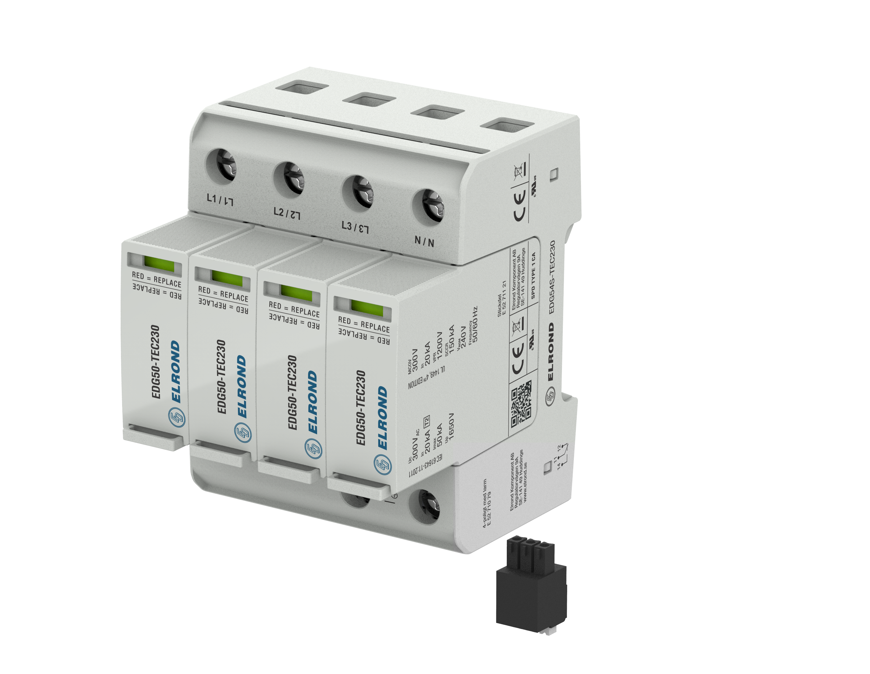 Mellanskydd 4pol Safetec 230V